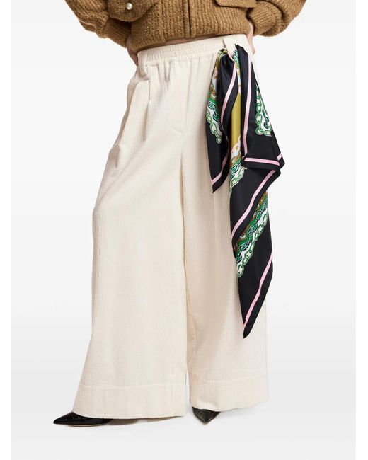 Essentiel Antwerp White Kitch Corduroy Wide-Leg Trousers
