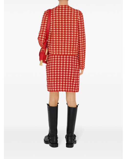 Burberry Red Towelling Houndstooth Mini Skirt