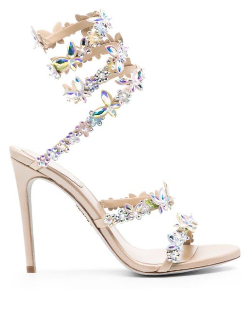 Rene Caovilla White Eden 105mm Crystal Sandals