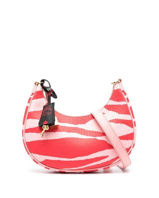 MCM Pink Zebra-print Leather Shoulder Bag