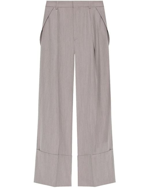 Victoria Beckham Gray Wide-Leg Trousers