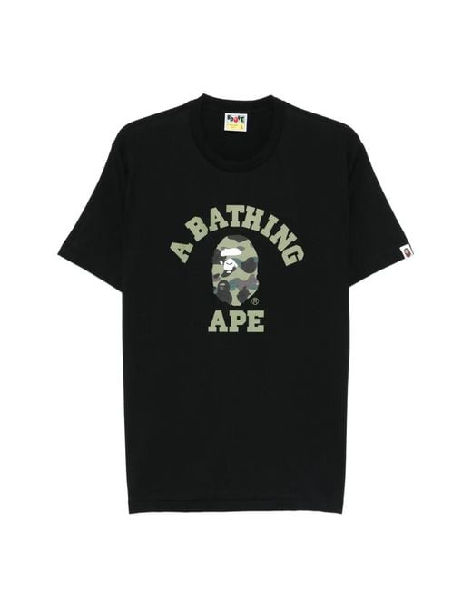 A Bathing Ape Black Camo College T-Shirt for men