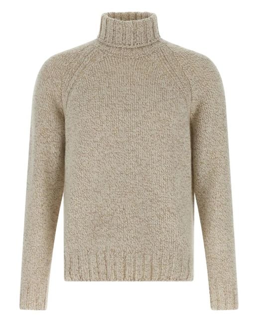 Zegna Gray Roll-Neck Sweater for men