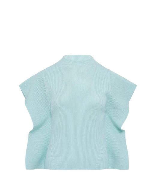 CFCL Blue Ribbed Funnel-Neck Top