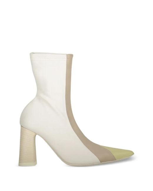 Ellery White Block-Heel Ankle Boots