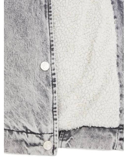 Aries Gray Sherpa-Collar Denim Jacket for men