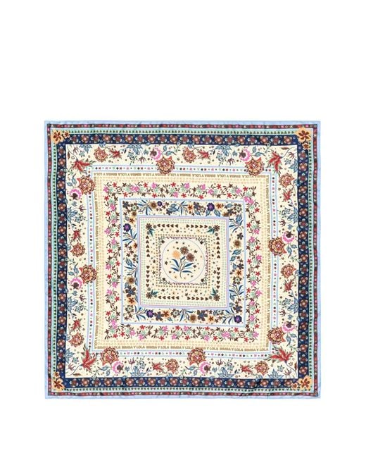 Bimba Y Lola White Foulard À Fleurs Ivoire