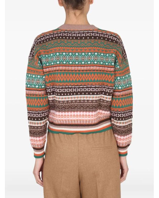 Ballantyne Red Patterned Long-Sleeve Sweater
