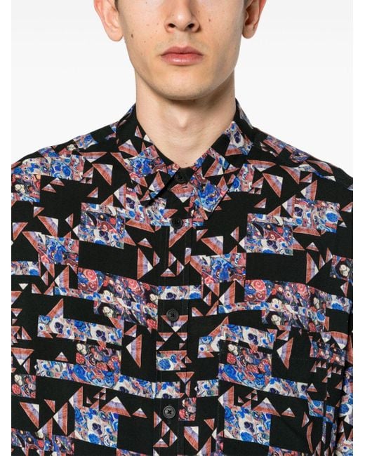 Camicia Vabilio con stampa grafica di Isabel Marant in Blue da Uomo