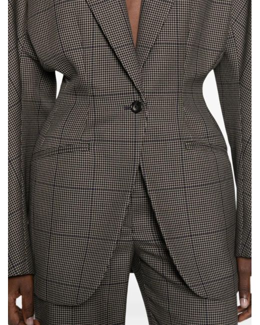Mugler Gray Houndstooth-Pattern Blazer