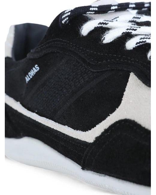 Alohas Black Suede Panelled Sneakers