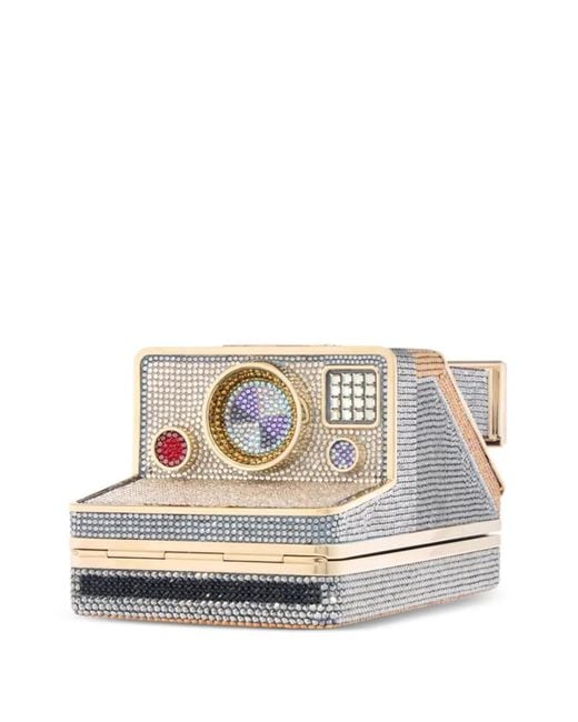 Judith Leiber White Image Mary Crystal-Embellished Camera-Shaped Clutch Bag