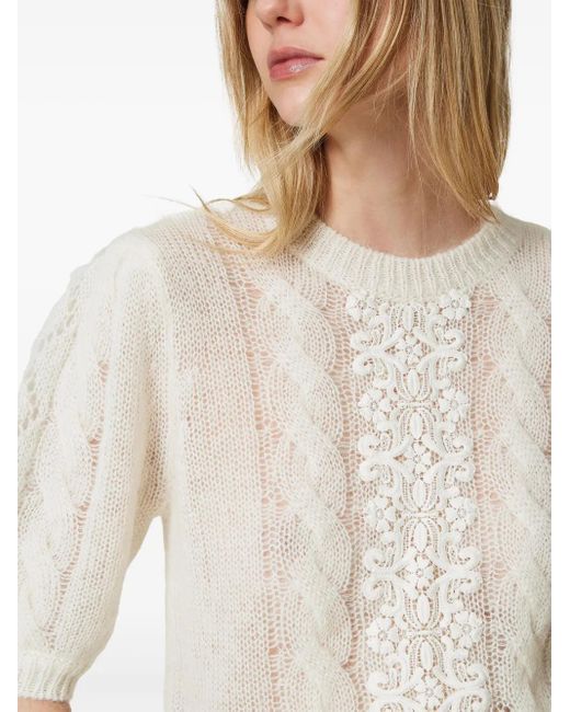 Twinset White Lace-Detailing Jumper