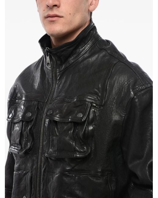 Neil Barrett Black Multi-Pocket Leather Jacket for men