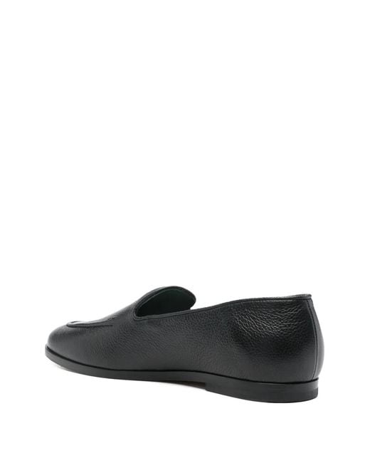VINNY'S Black Marcel Grained-Leather Loafers for men