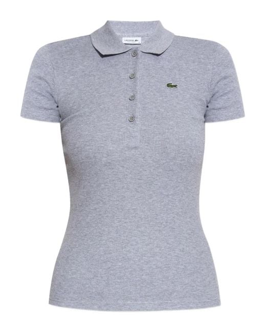 Lacoste Geribbeld Poloshirt in het Gray