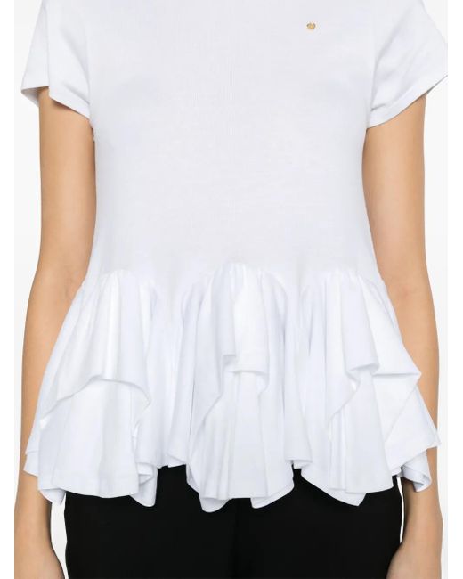 Viktor & Rolf White Peplum-Hem T-Shirt