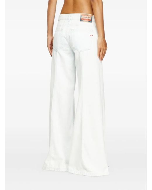 DIESEL White D-Akii 09M08 Flared Jeans