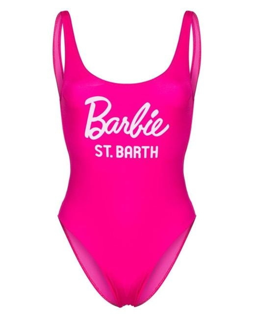 Mc2 Saint Barth Pink X Barbie Lora Logo-print Swimsuit