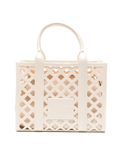 Marc Ellis Natural Lattice-Detail Shoulder Bag