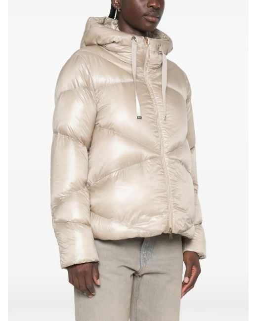 Herno Natural Quilted Hooded Jacket
