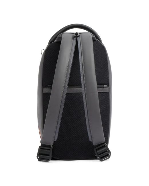 Piquadro Black Logo-Patch Panelled Backpack for men
