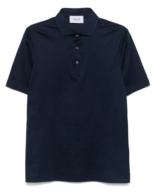 D4.0 Blue Cotton Polo Shirt for men