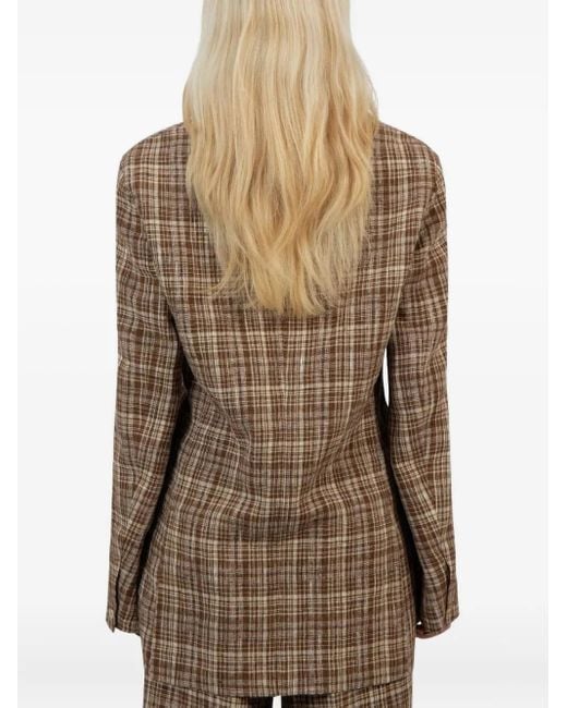 Auralee Brown Checked Coat