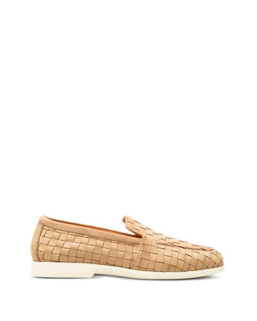 Santoni Natural Woven Suede Loafers for men
