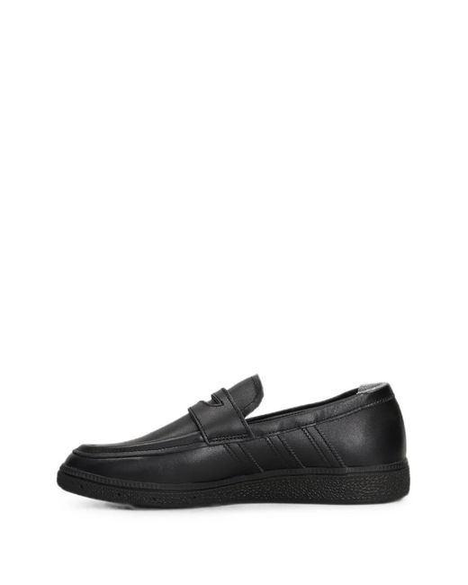 Adidas Black Logo-Plaque Leather Loafers for men