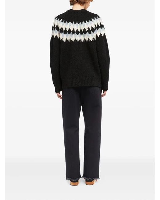 Alanui Black Fairisle Wool Sweater for men
