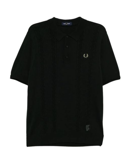 メンズ Fred Perry ニット ポロシャツ Black