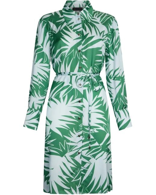 Liu Jo Green Mini Dress With And Leaves Printed