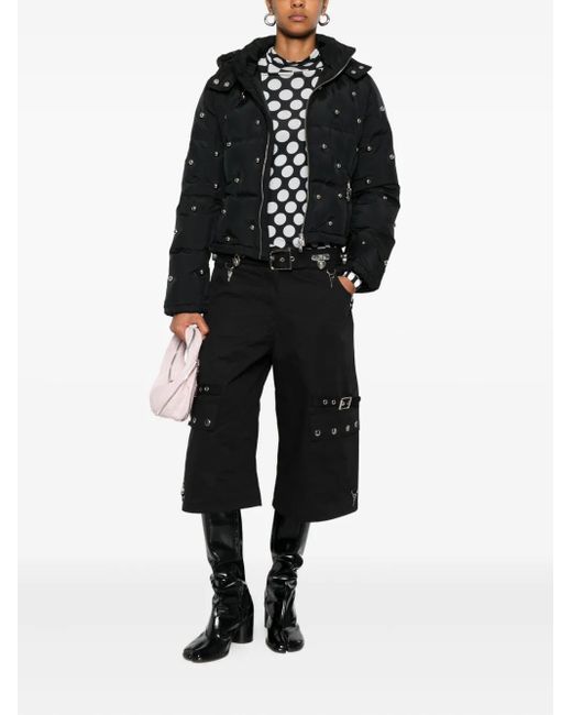 Chopova Lowena Black Fallout Hooded Studded Puffer Jacket