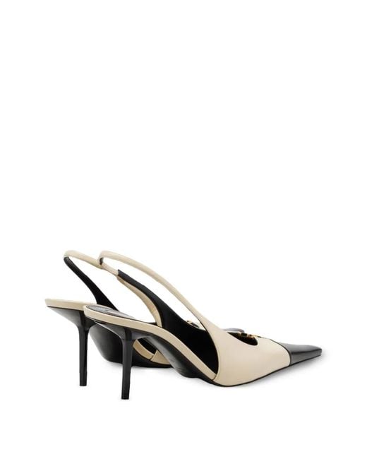 Saint Laurent White Babylone Leather Slingback Pumps