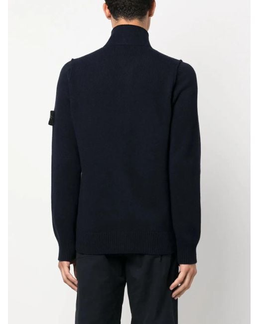 Stone Island Blue Logo-patch Cardigan for men