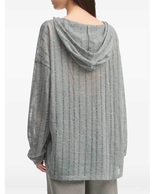 B+ AB Gray Hooded Ribbed Knit Top