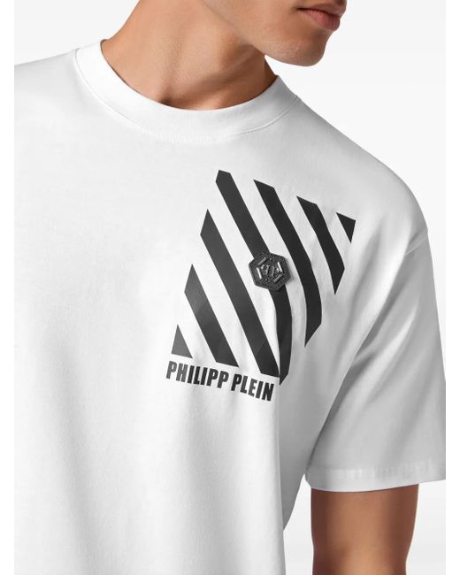 メンズ Philipp Plein Rainbow Stripes Tシャツ White