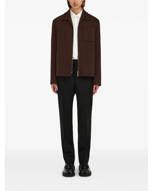 Ferragamo Brown Patch-Pocket Zip Jacket for men