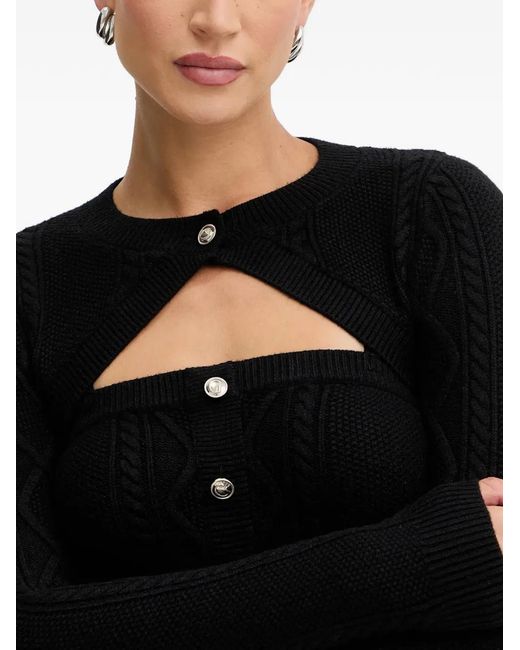 Guess Black Button Cable Knit Mini Dress