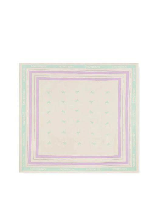 Patrizia Pepe Natural Logo-Print Fly-Motif Striped Scarf