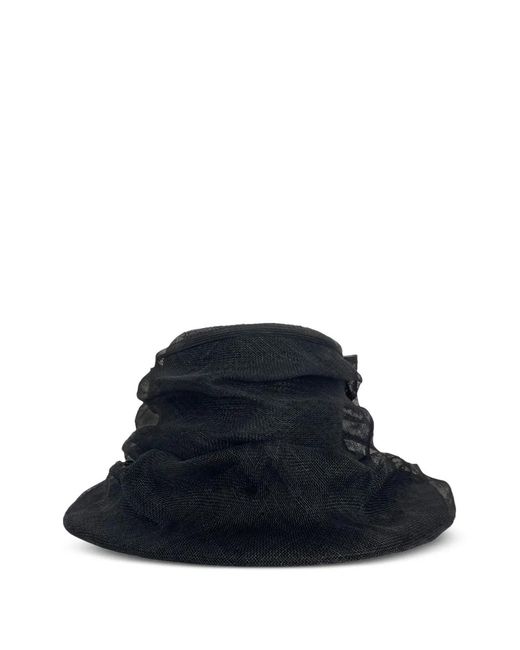 Junya Watanabe Blue Mesh-Overlay Straw Hat