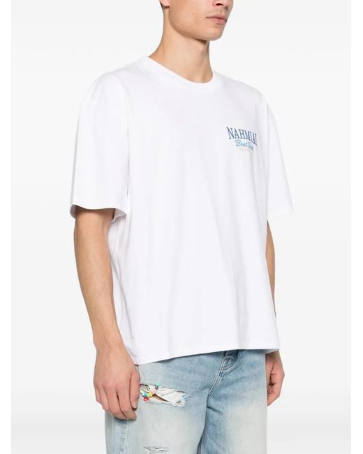 NAHMIAS White T-Shirt Imprimé À Col Rond for men