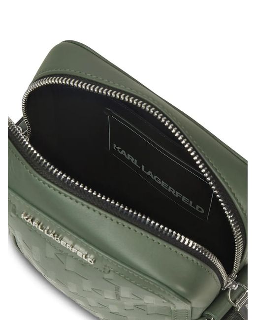 Karl Lagerfeld Green K/Loom Leather Messenger Bag for men
