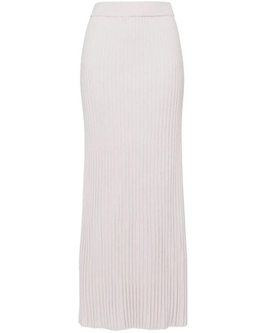 N.Peal Cashmere White Gerippter Maxirock Aus Kaschmir