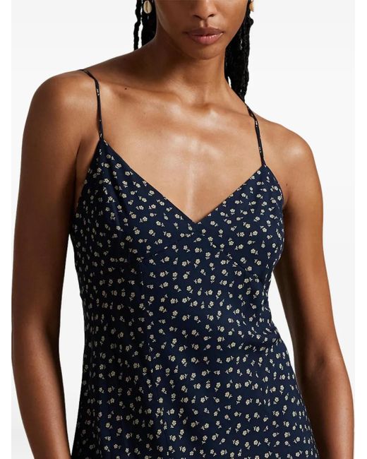 Abito Midi Con Stampa Floreale di Polo Ralph Lauren in Blue
