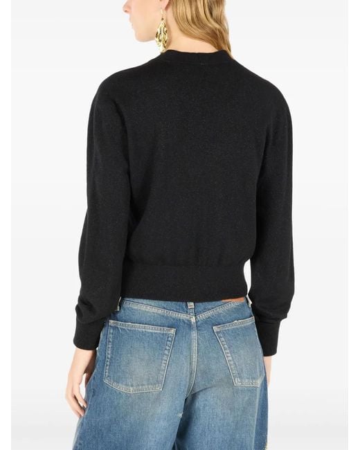 Roberto Cavalli Black Cropped Button-Up Cardigan