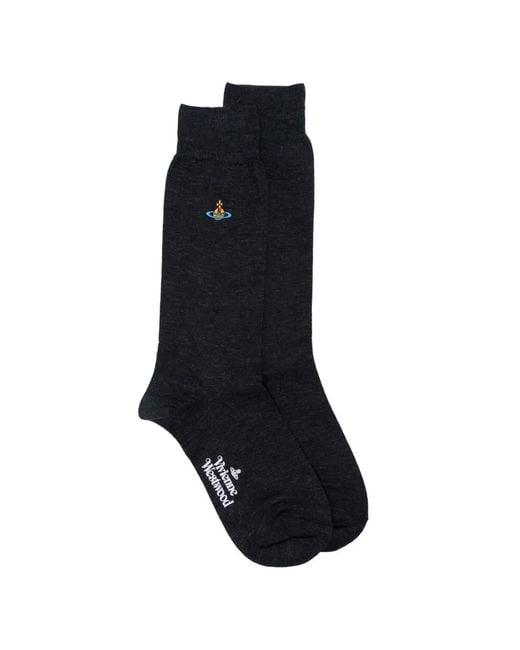 Vivienne Westwood Black Orb-Embroidered Logo-Print Socks