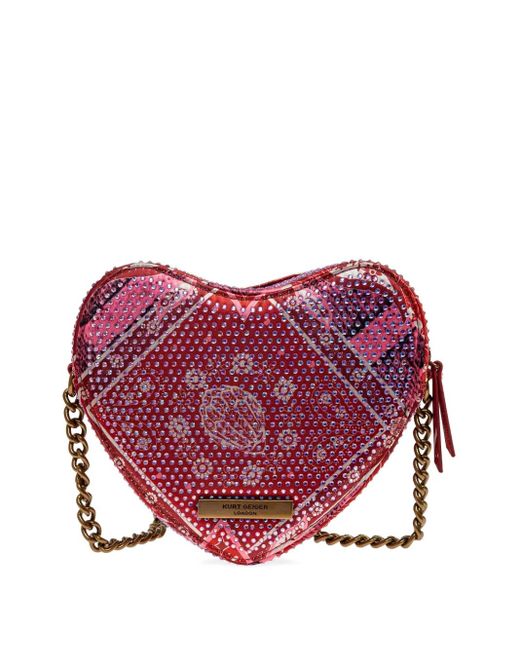 Kurt Geiger Purple Kensington Heart Heart-Shaped Crystal-Embellished Tote Bag