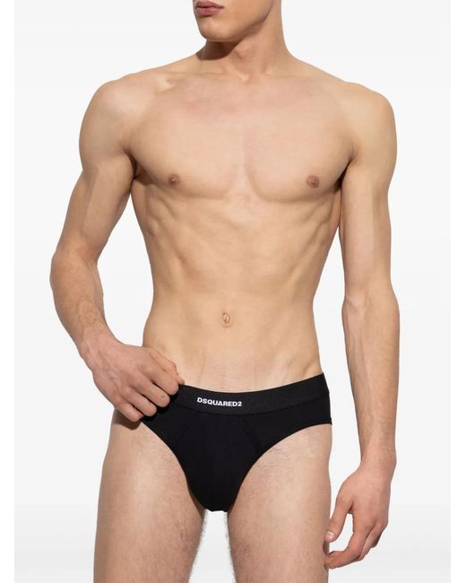 DSquared² Black Logo-Jacquard Briefs (Set Of Two) for men